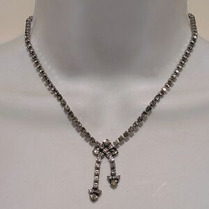 Vintage 15" Prong Set Rhinestone Choker Necklace